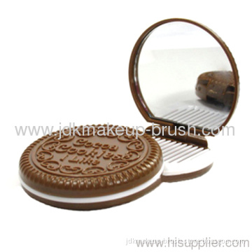 Cocoa Cookies Shape Cosmetic Mirror With Comb 